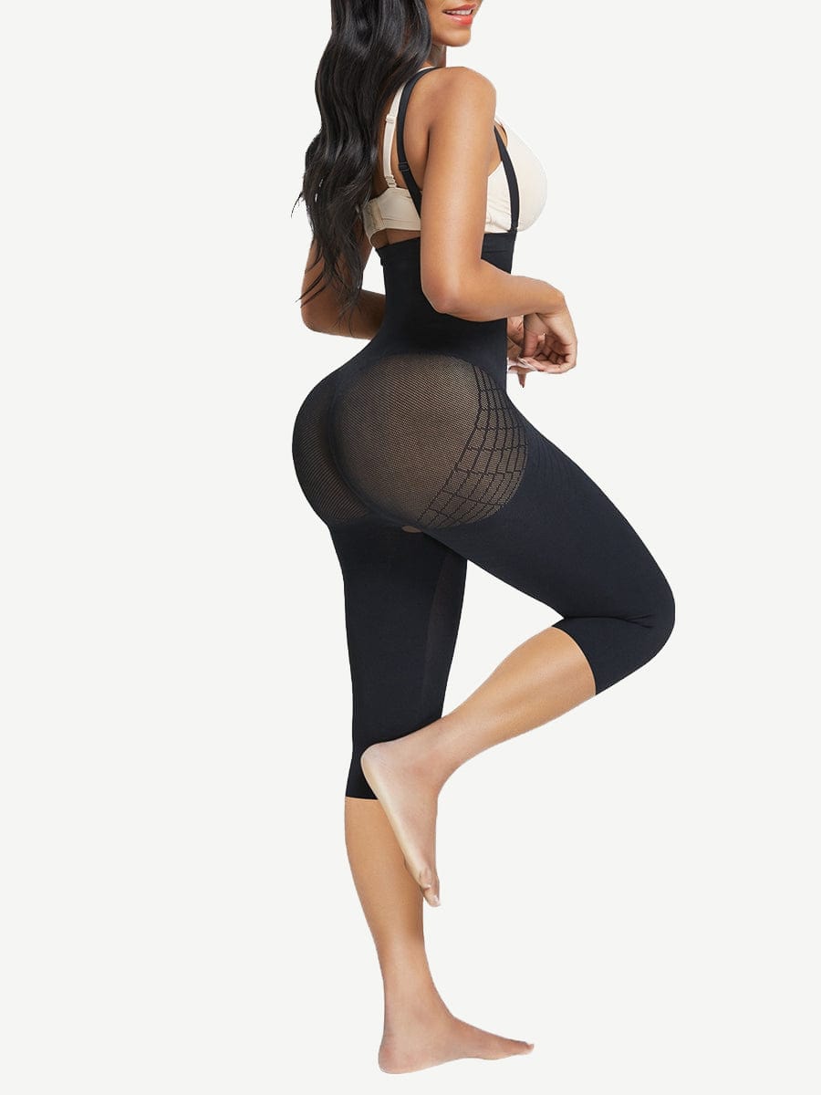 Black Plus Size Full Body Shaper With Open Crotch Smooth Silhouette