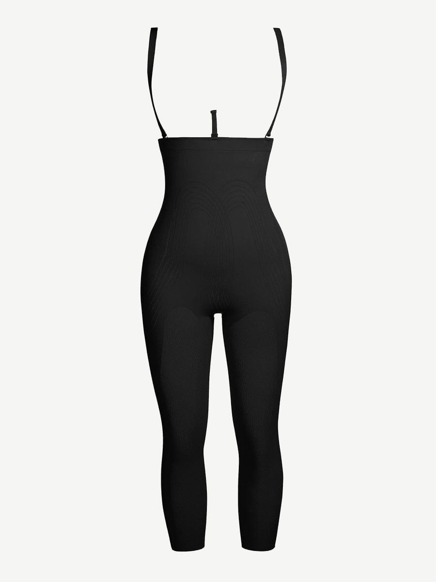 Black Plus Size Full Body Shaper With Open Crotch Smooth Silhouette