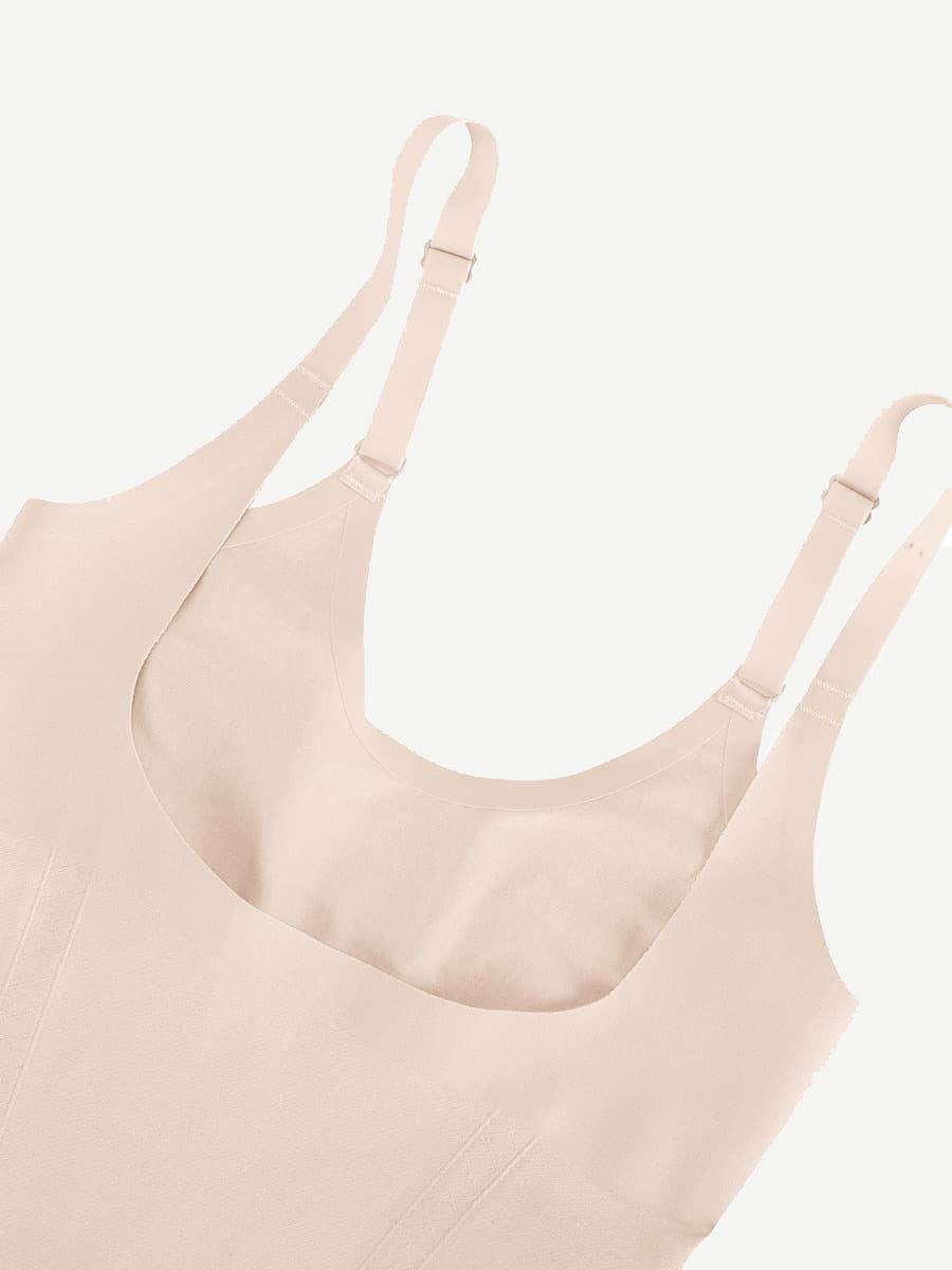 Seamless Open-Bust Abdomen Flattening Mid-Thigh Bodysuit