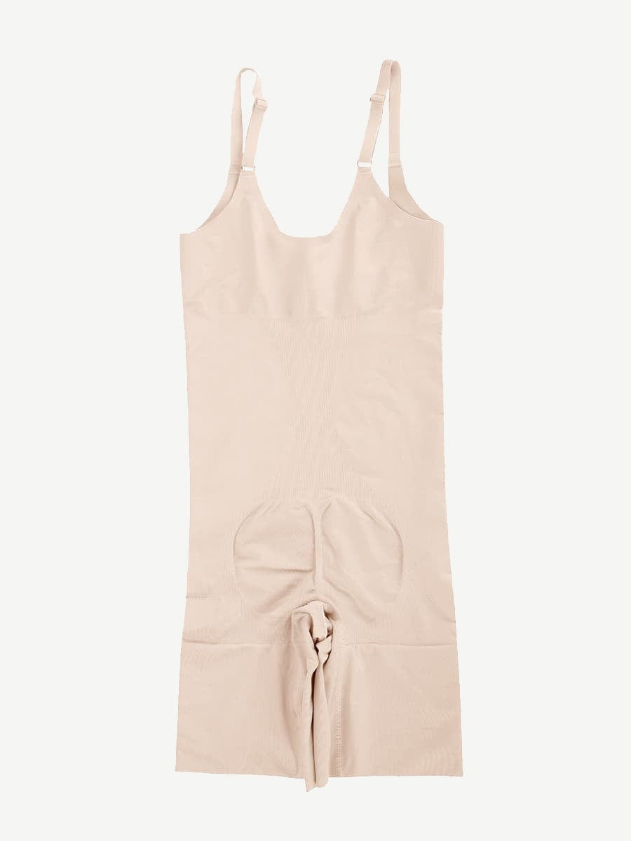 Seamless Open-Bust Abdomen Flattening Mid-Thigh Bodysuit