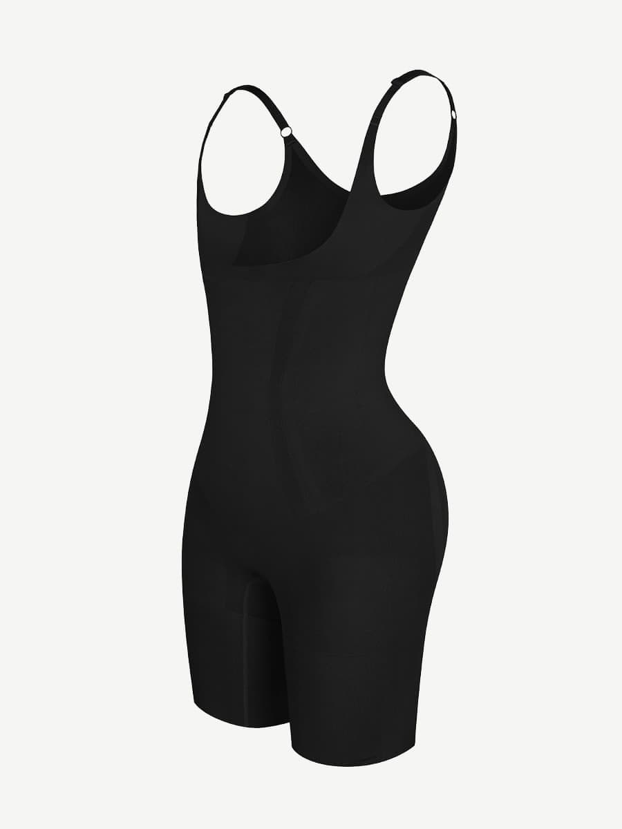Seamless Open-Bust Abdomen Flattening Mid-Thigh Bodysuit