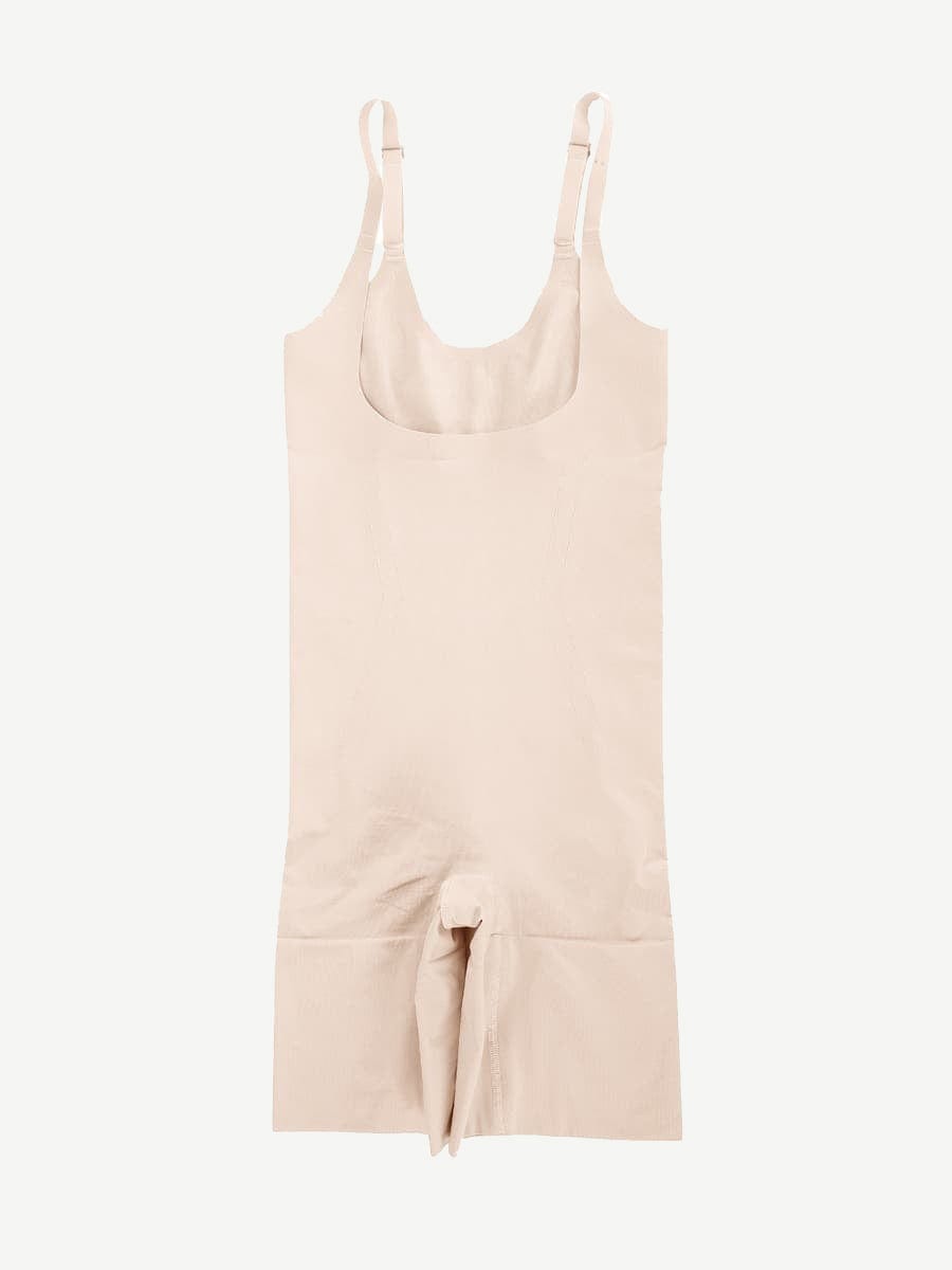 Seamless Open-Bust Abdomen Flattening Mid-Thigh Bodysuit