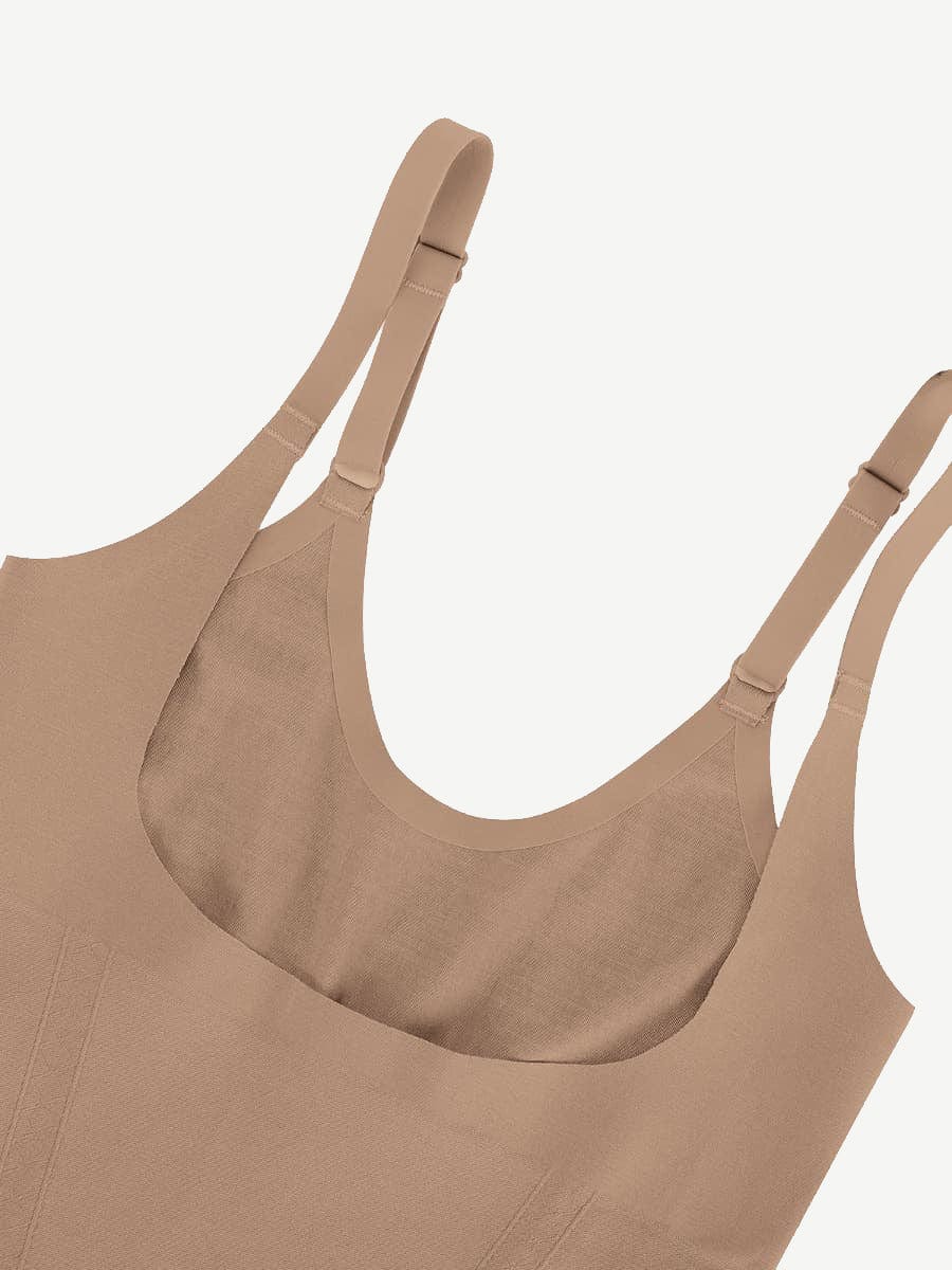 Seamless Open-Bust Abdomen Flattening Mid-Thigh Bodysuit