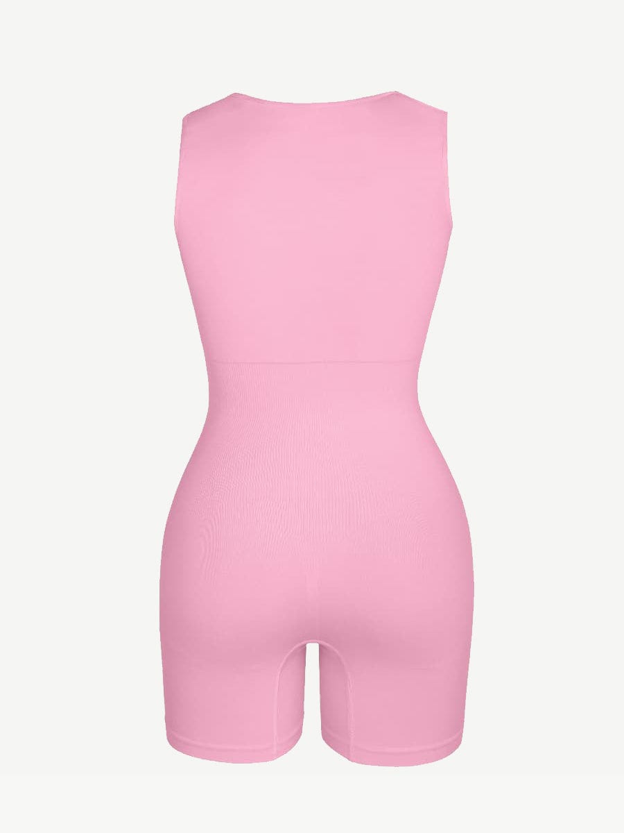 🌿 Eco-friendly Seamless Square Neck Waist and Belly Shaping Jumpsuit