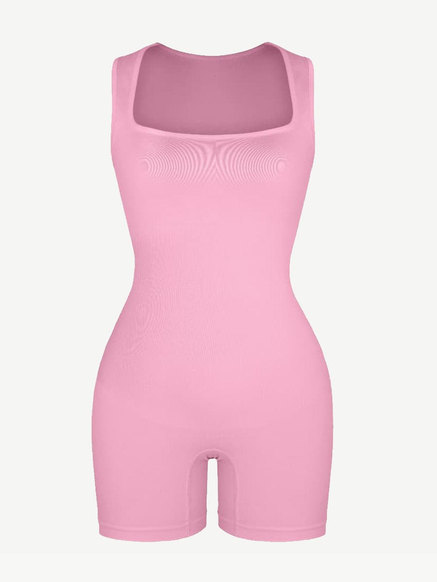 🌿 Eco-friendly Seamless Square Neck Waist and Belly Shaping Jumpsuit