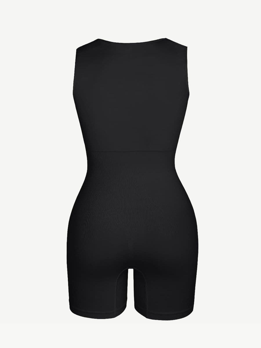 🌿 Eco-friendly Seamless Square Neck Waist and Belly Shaping Jumpsuit