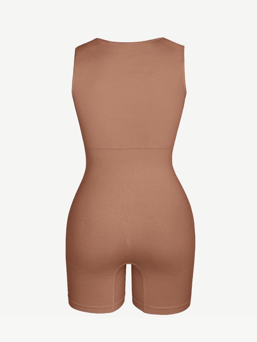 🌿 Eco-friendly Seamless Square Neck Waist and Belly Shaping Jumpsuit
