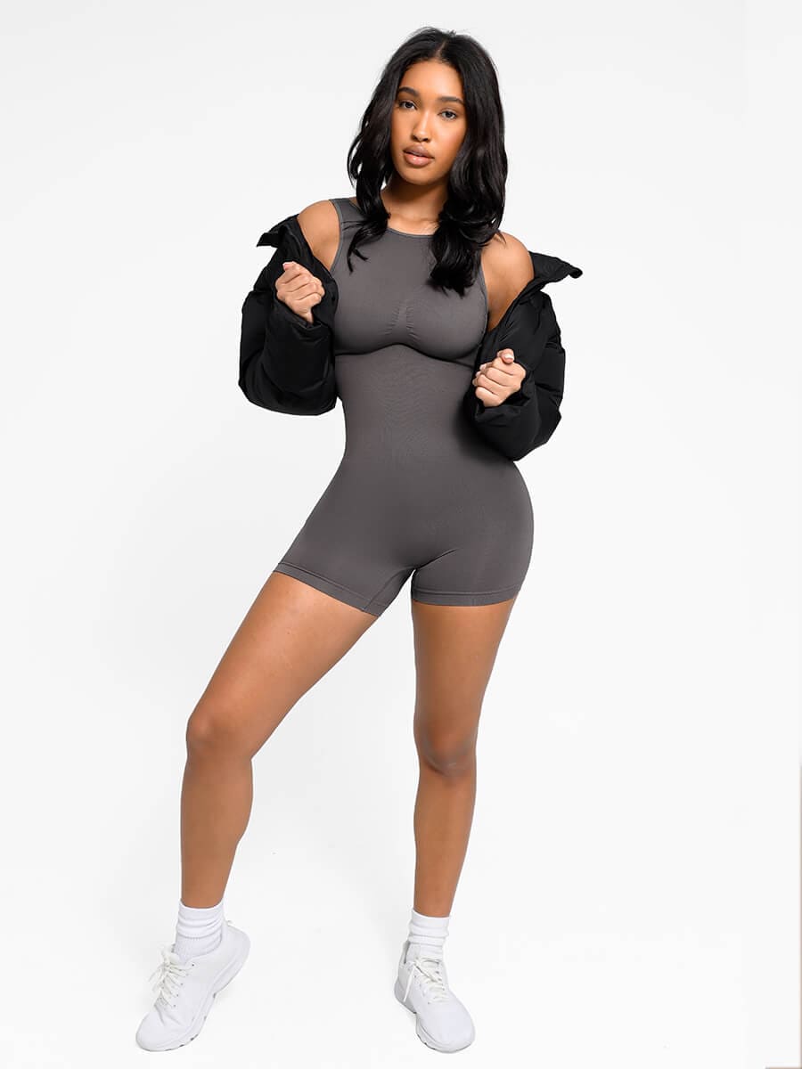 Round Neck Seamless Sexy U Back Shape Shapewear with Removable Cups