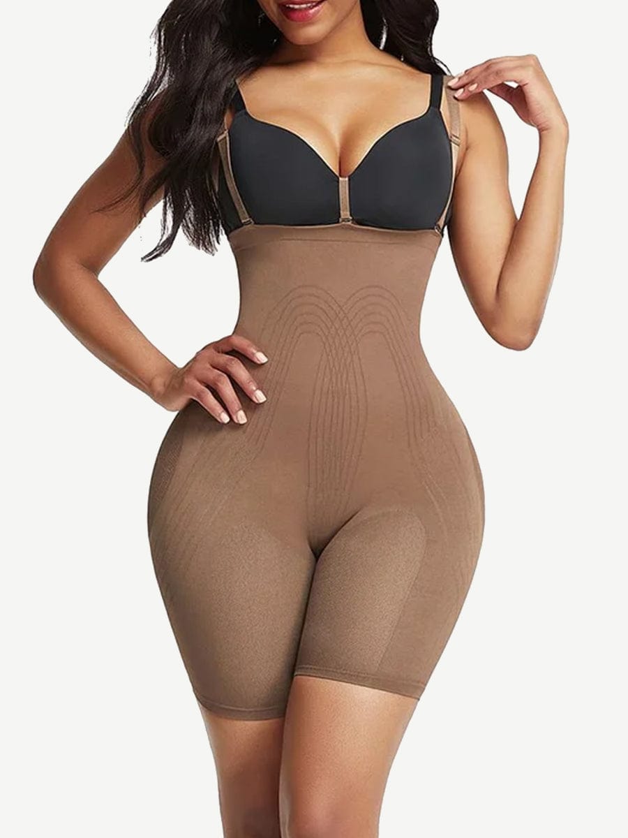 Strengthen Black High Waisted Shapewear With Bra Clips Tight Fit
