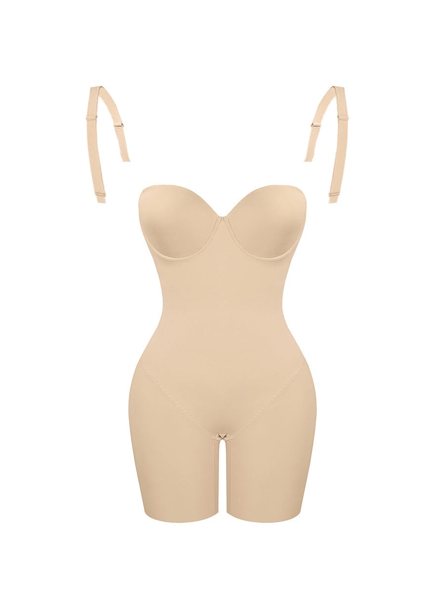 Back Smoothing Underwire Cup Push Up Bra Strapless Shortie Bodysuit