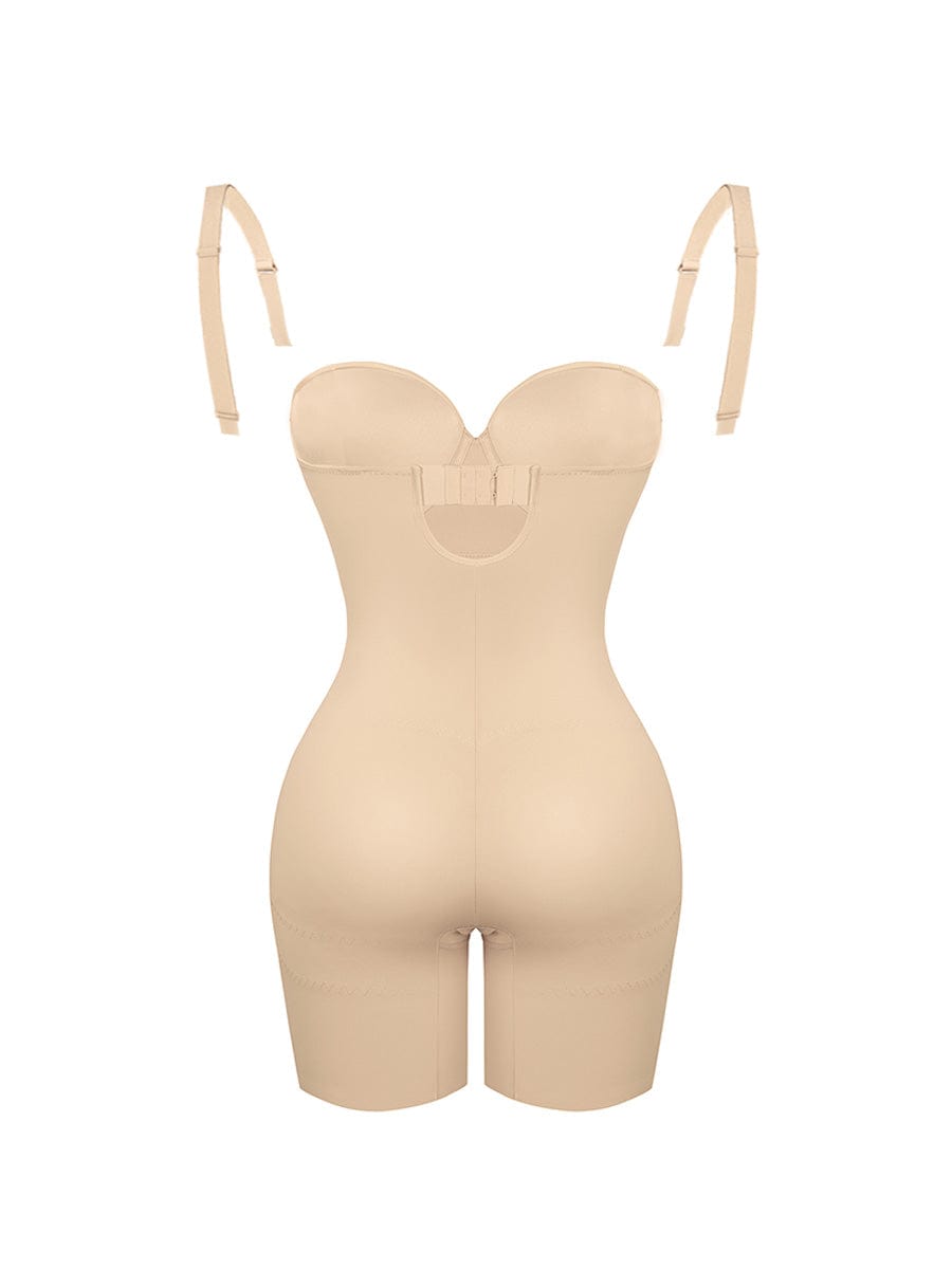 Back Smoothing Underwire Cup Push Up Bra Strapless Shortie Bodysuit