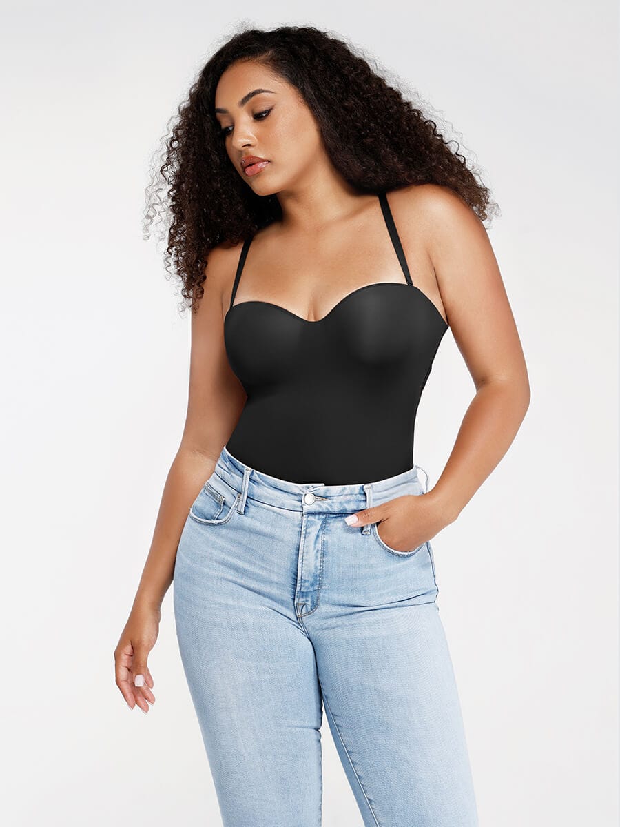 One-Piece Underwire Strap Removable Waist And Abdomen Shaping Thong Bodysuit