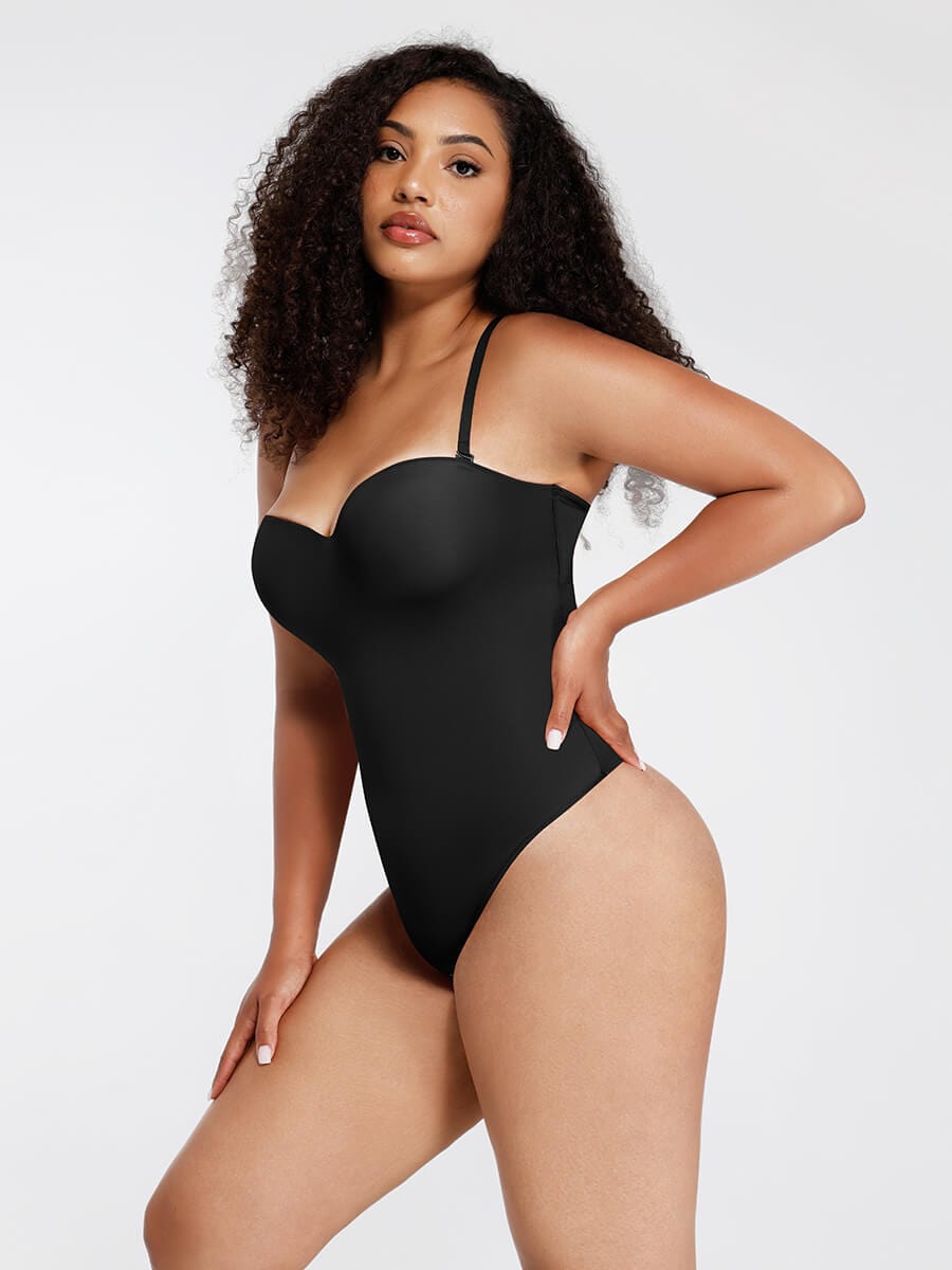 One-Piece Underwire Strap Removable Waist And Abdomen Shaping Thong Bodysuit