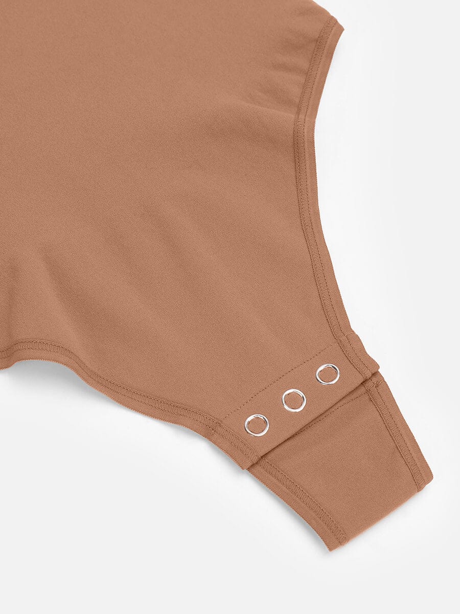 Seamless Long Sleeve Chest Support Tummy Control Thong Bodysuit