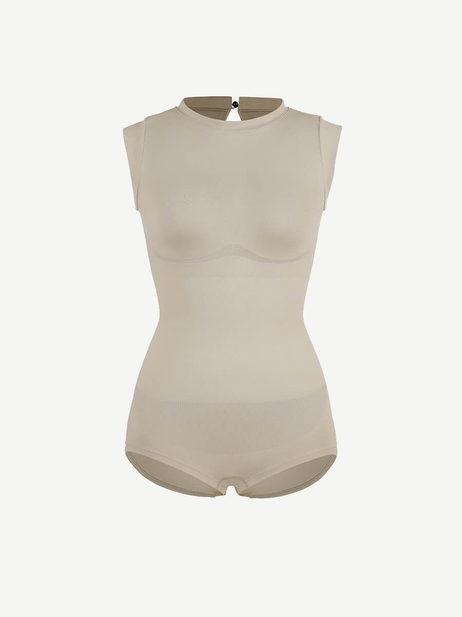 Seamless Cap Sleeve Waist and Abdomen Shaping Shapewear Bodysuit