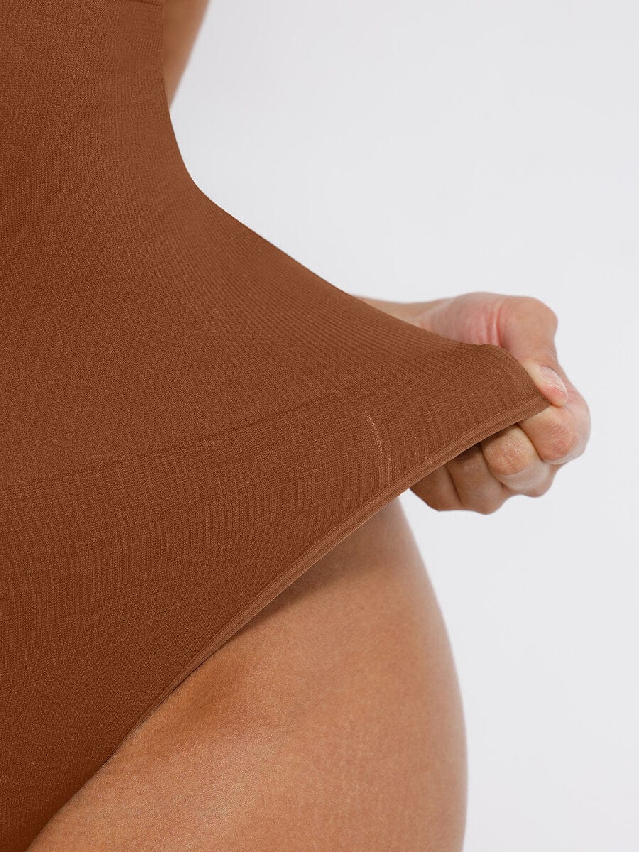 Seamless Deep V Waist and Abdomen Shaping Thong Bodysuit