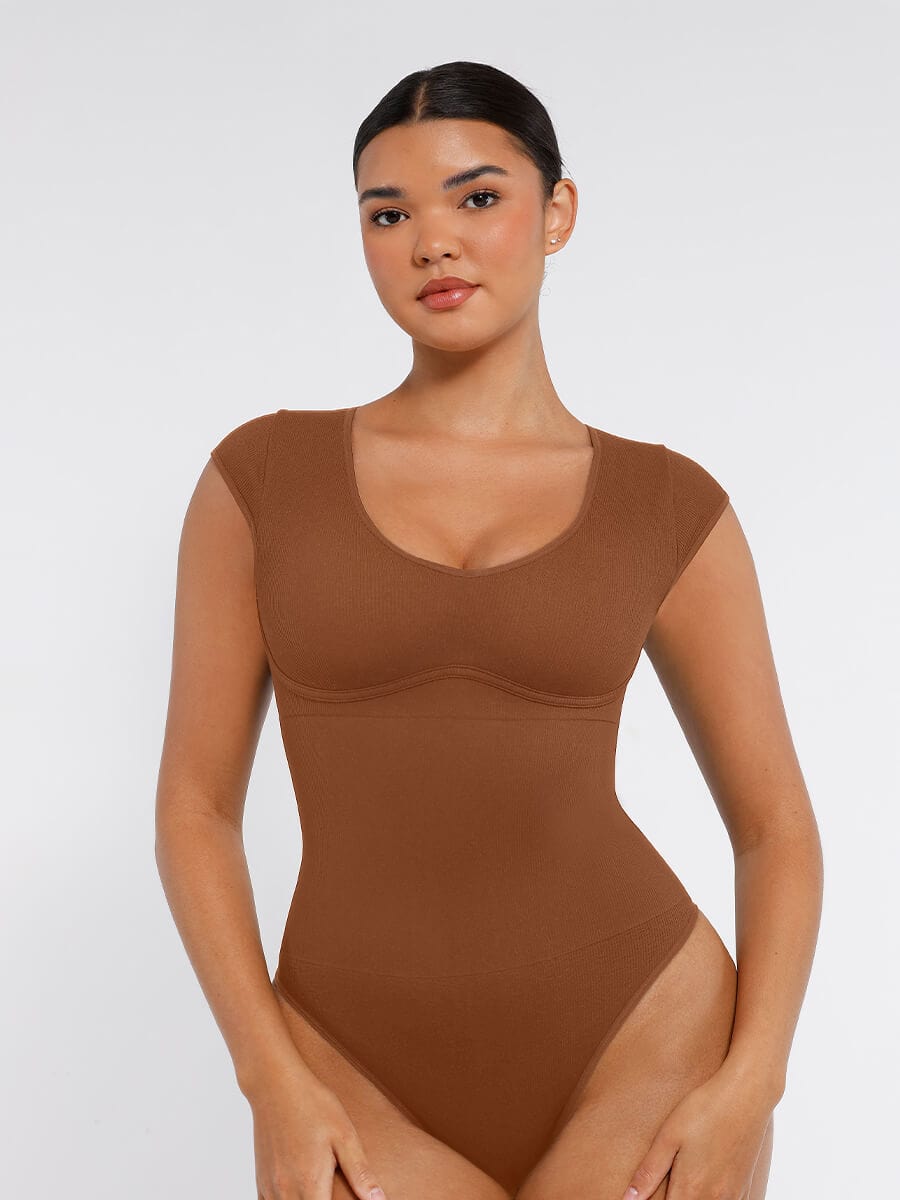 Seamless Deep V Waist and Abdomen Shaping Thong Bodysuit