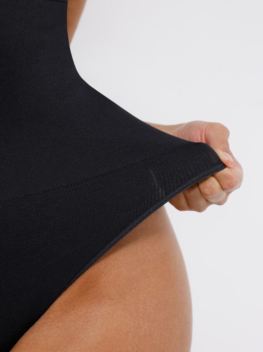Seamless Deep V Waist and Abdomen Shaping Thong Bodysuit