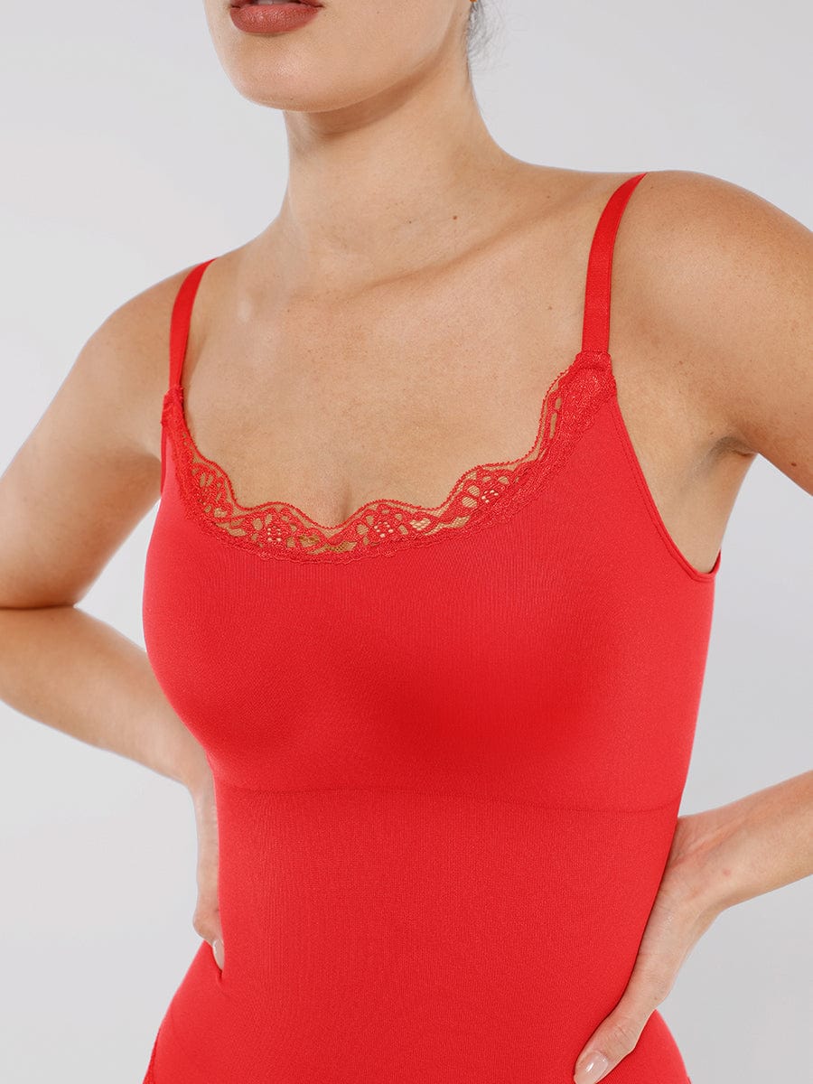 Seamless lace Cami Waist Abdomen Shaping Thong Bodysuit
