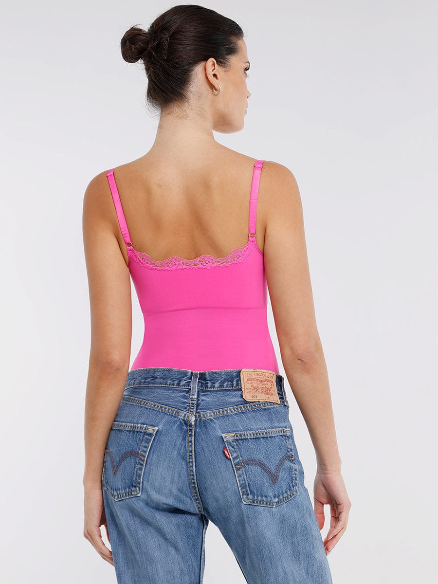 Seamless lace Cami Waist Abdomen Shaping Thong Bodysuit