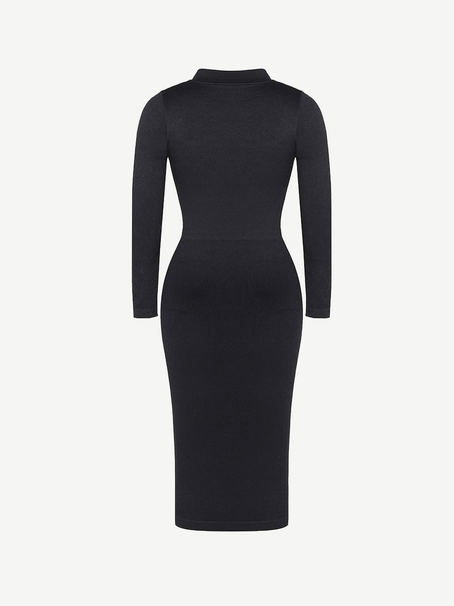 🌿 Eco-friendly Seamless Waist Trimming Retro Long Sleeve Shirt Dress