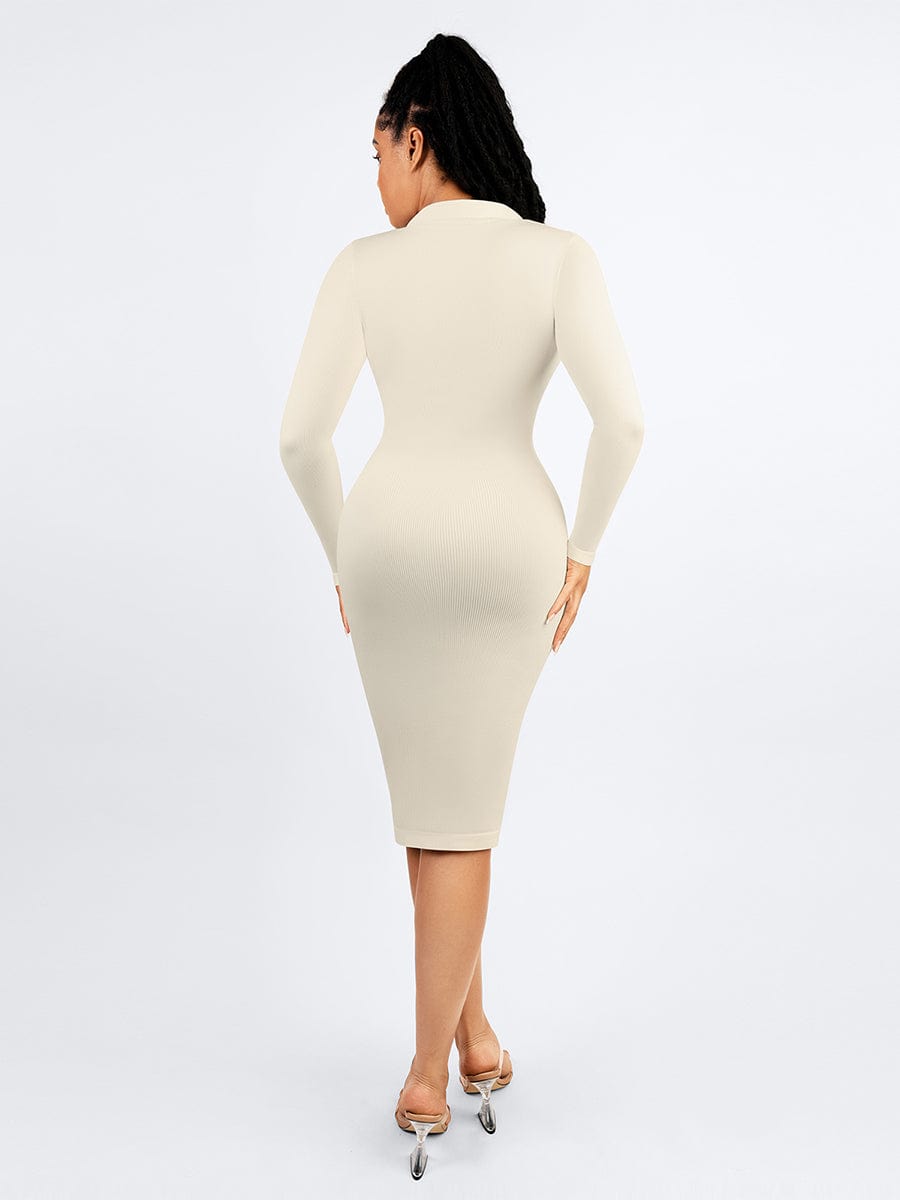 🌿 Eco-friendly Seamless Waist Trimming Retro Long Sleeve Shirt Dress