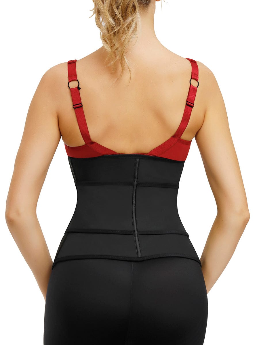 Faddish Black Neoprene Waist Cincher 3 Rows Hooks Sticker Smooth Abdomen