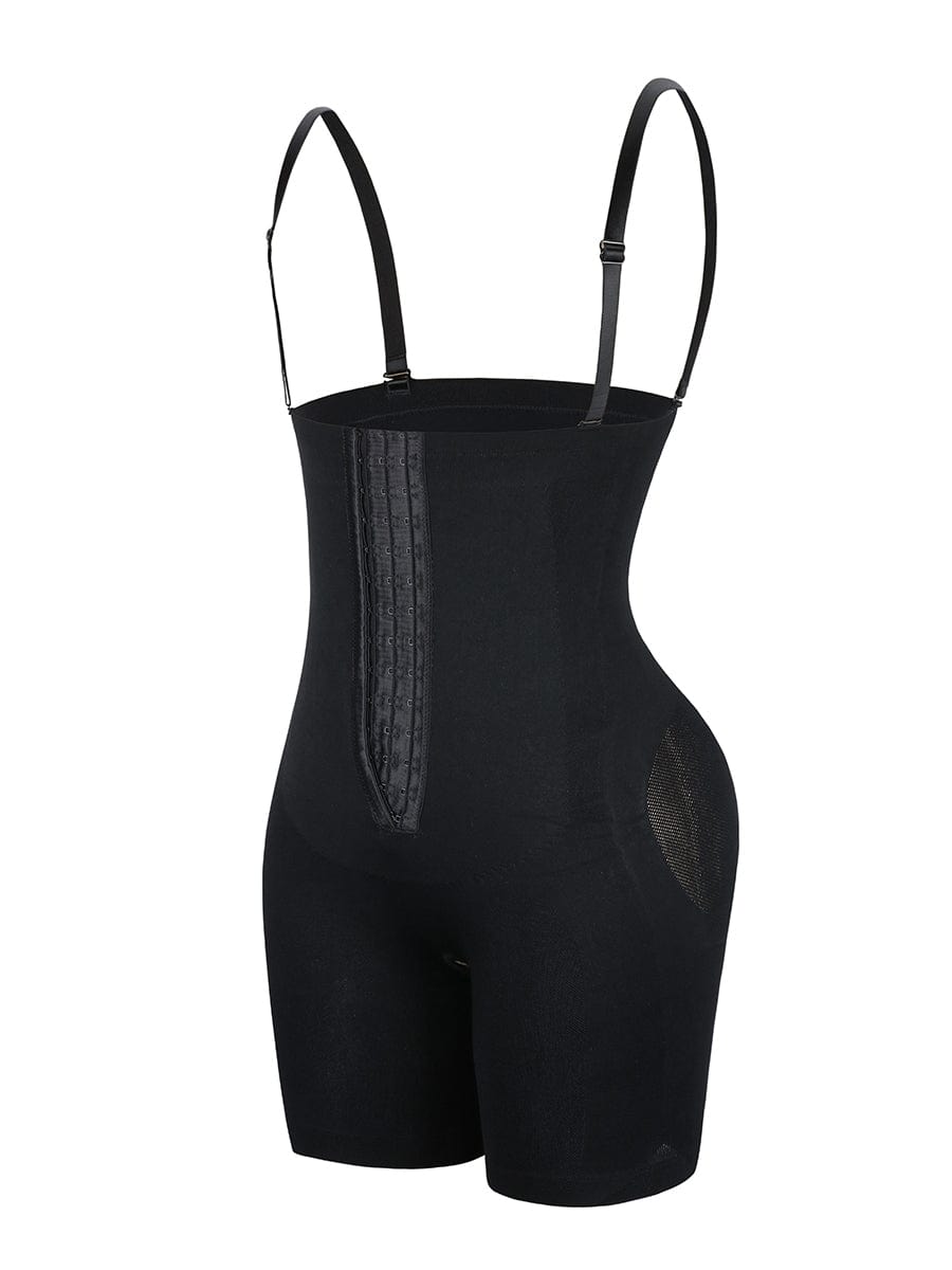 Black Seamless Sheer Mesh Full Body Shaper Abdominal Control