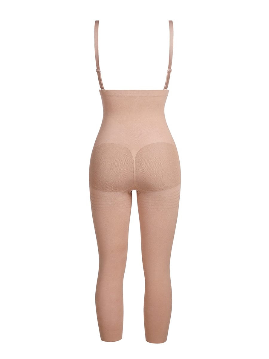 Black Plus Size Full Body Shaper With Open Crotch Smooth Silhouette