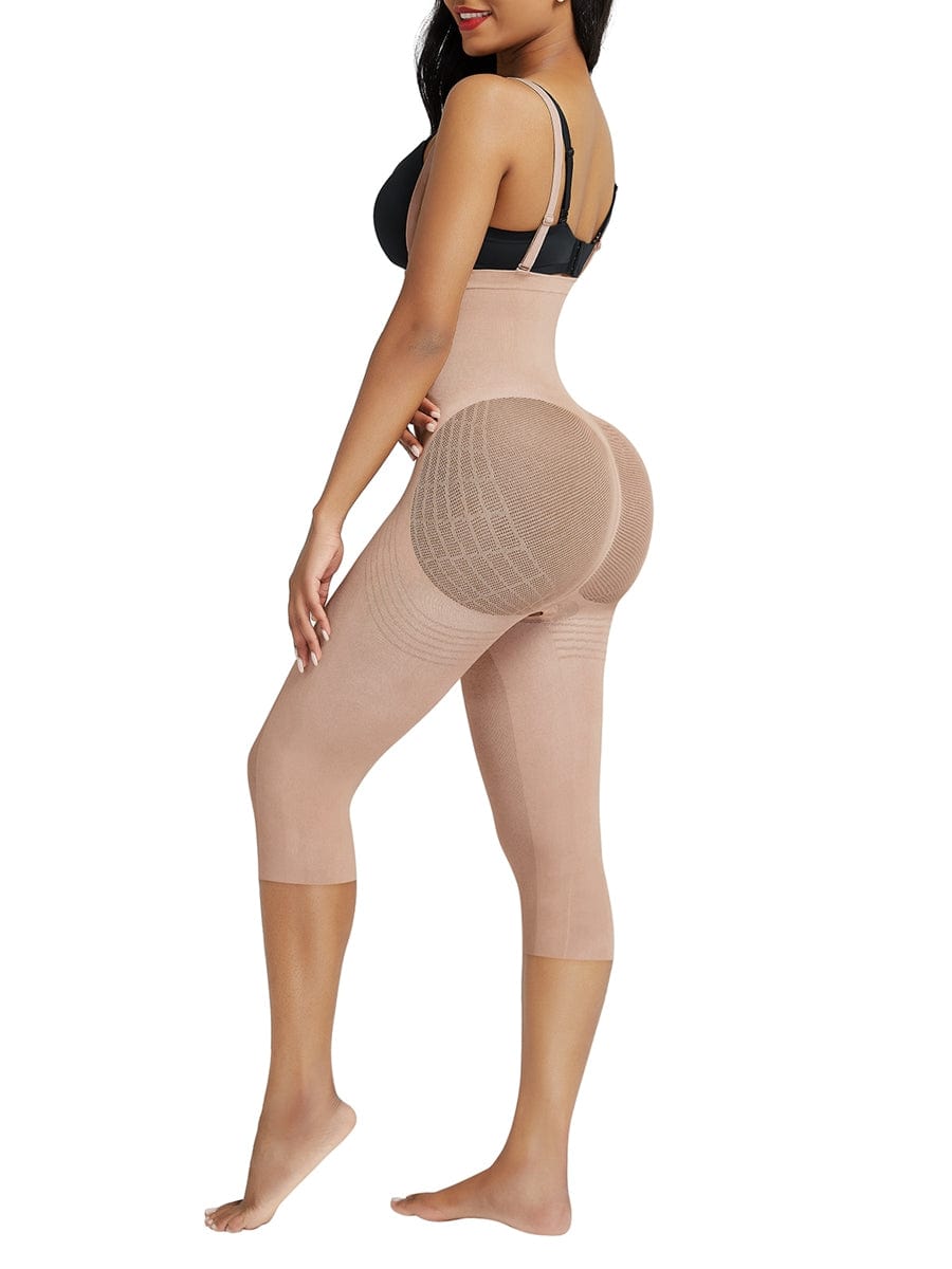 Black Plus Size Full Body Shaper With Open Crotch Smooth Silhouette