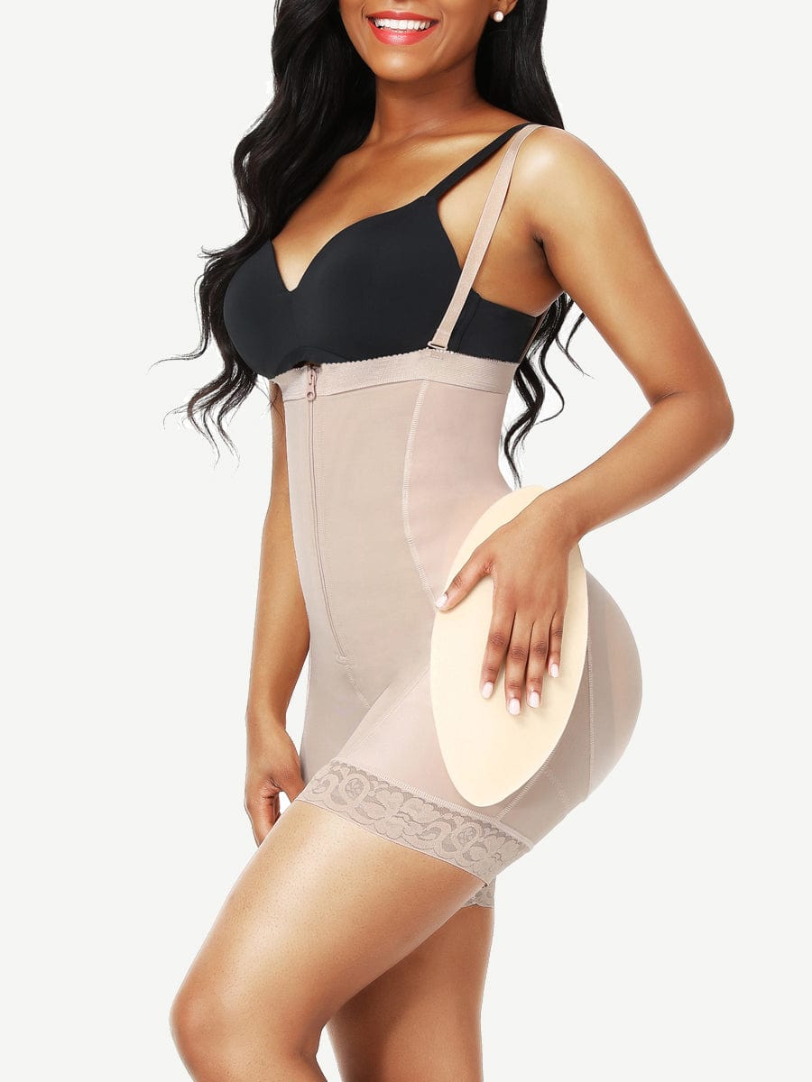 Butt Lifter High Waist Lace Removable Pads Firm Compression