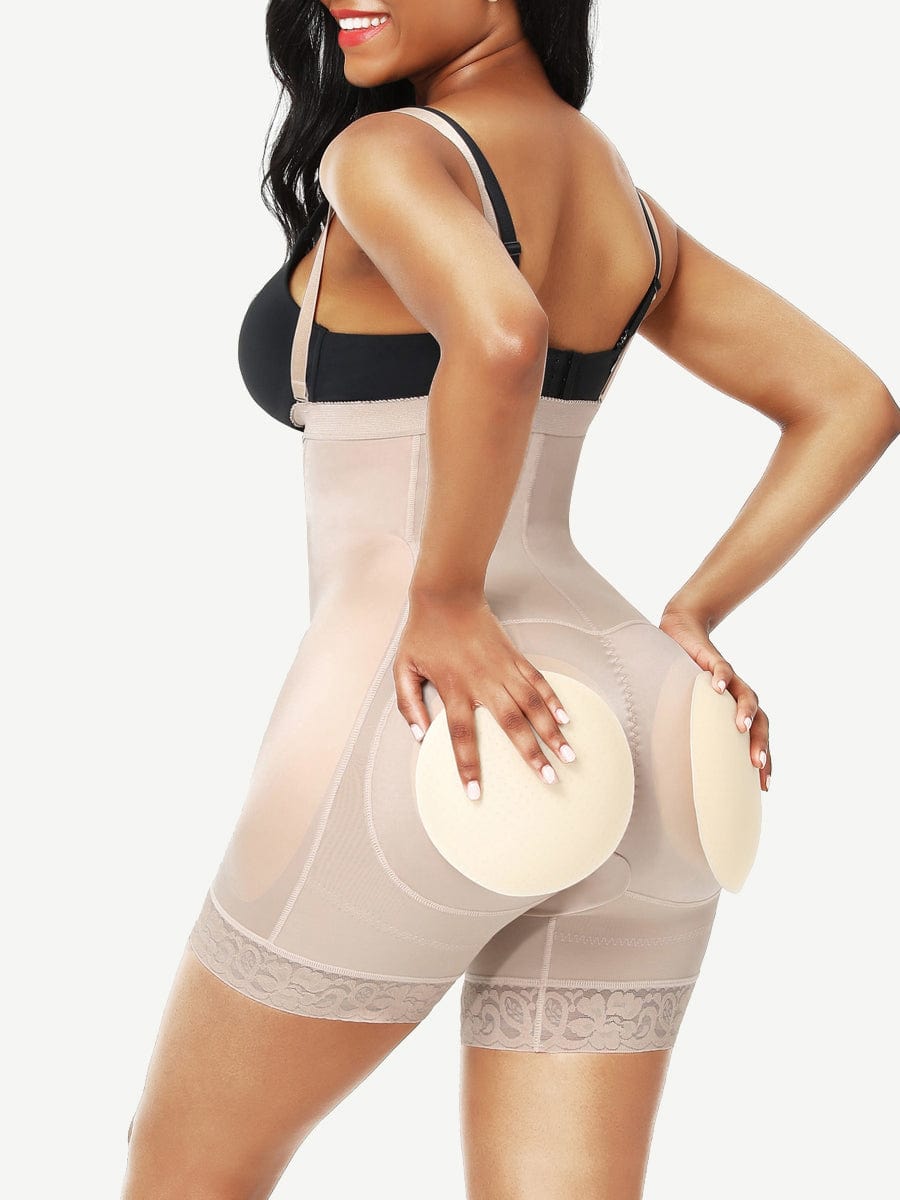 Butt Lifter High Waist Lace Removable Pads Firm Compression