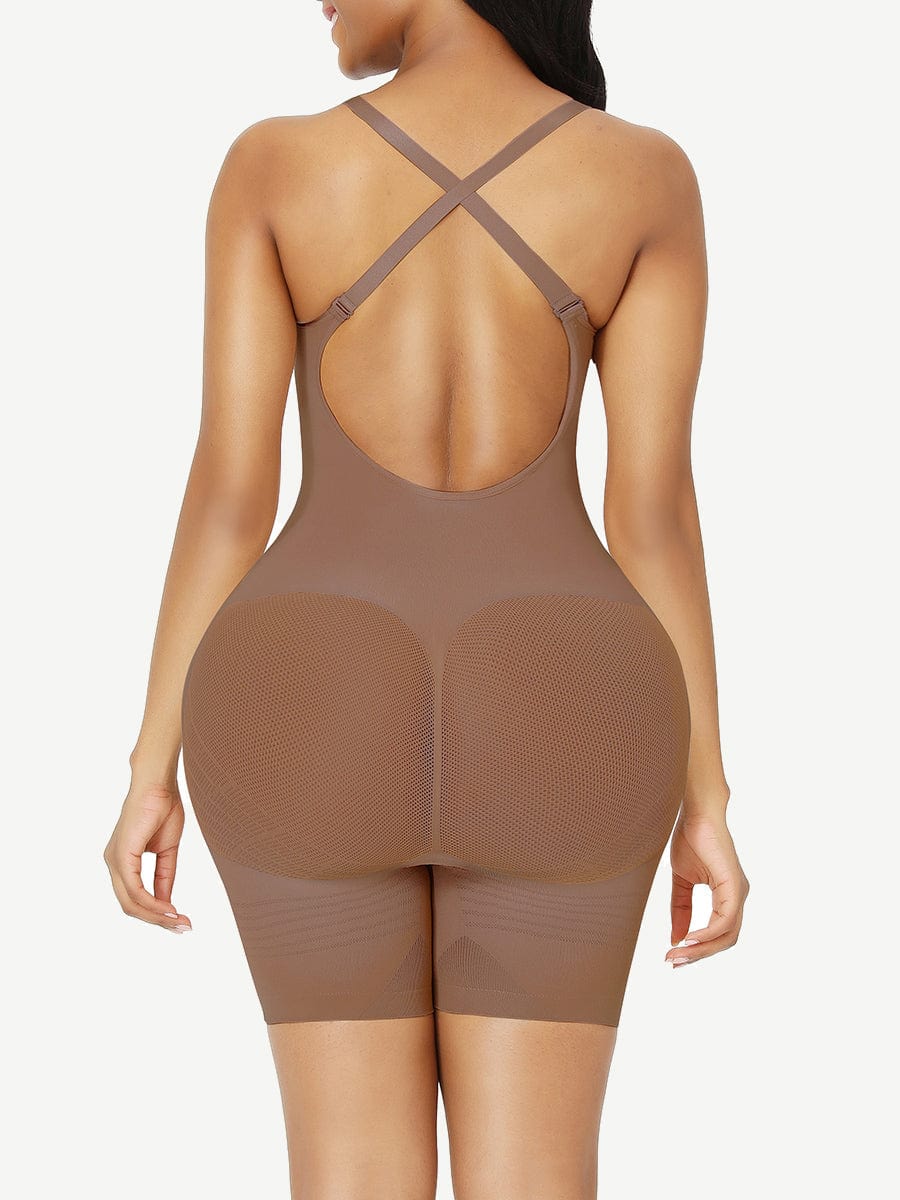 Seamless Low Back Happy Butt Full Body Shapewear Mesh Waist Control