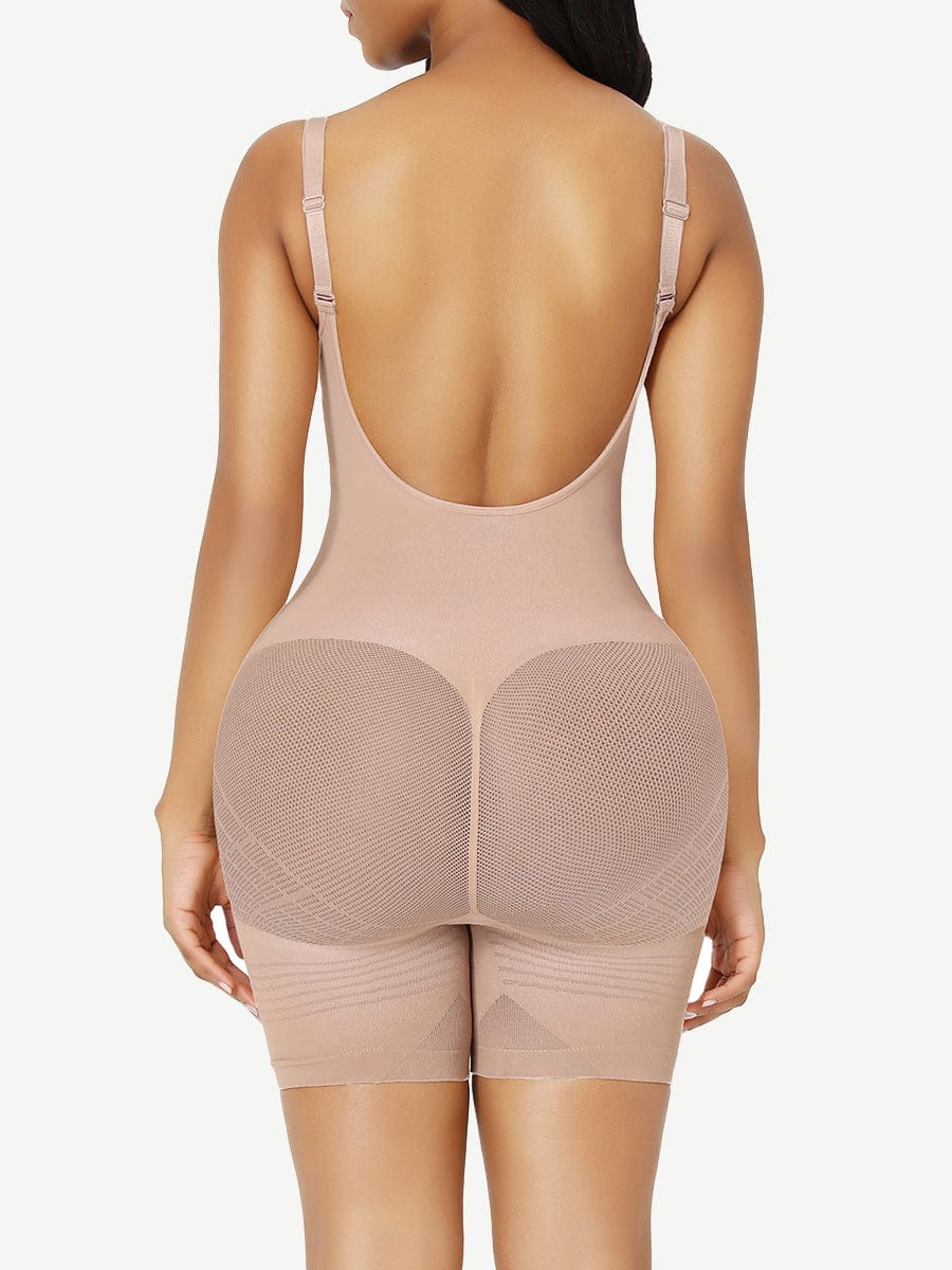 Seamless Low Back Happy Butt Full Body Shapewear Mesh Waist Control