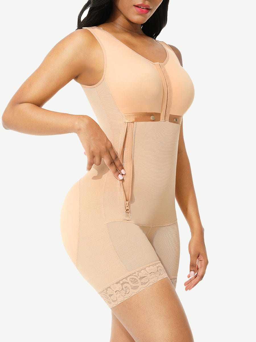 Full Body Shaper Glue Zipper Open Crotch Lace Firm Foundations