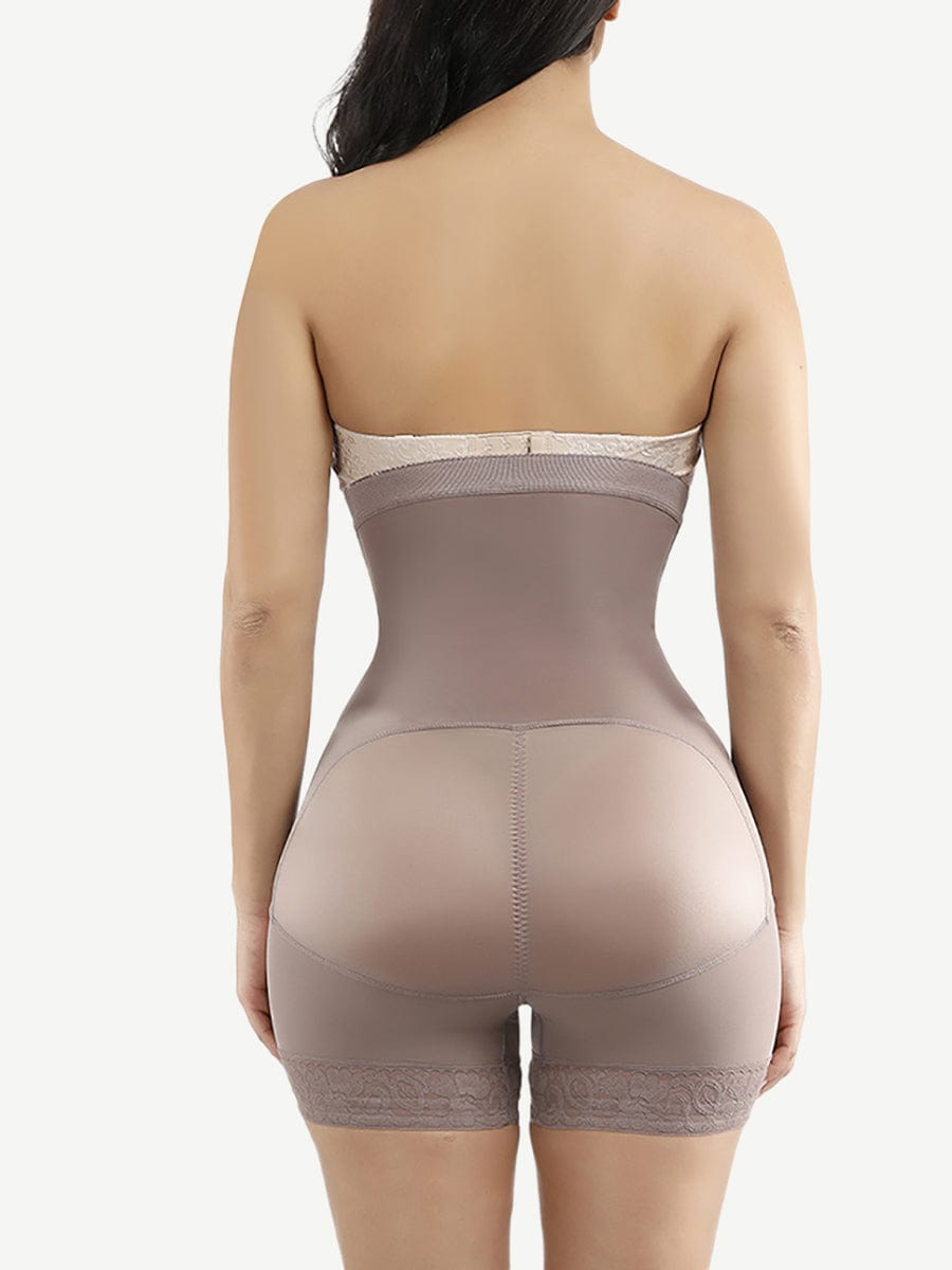 Queen Size High Waist Post-surgical Slimming Shorts Lace Hemline Hooks