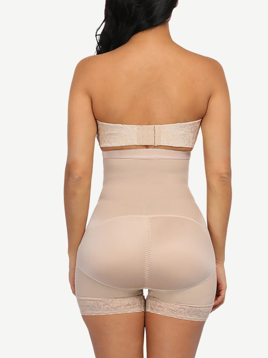 Queen Size High Waist Post-surgical Slimming Shorts Lace Hemline Hooks