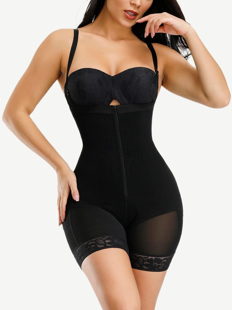 Detachable Straps Post Surgery Full Body Shaper Zipper Abdominal Control