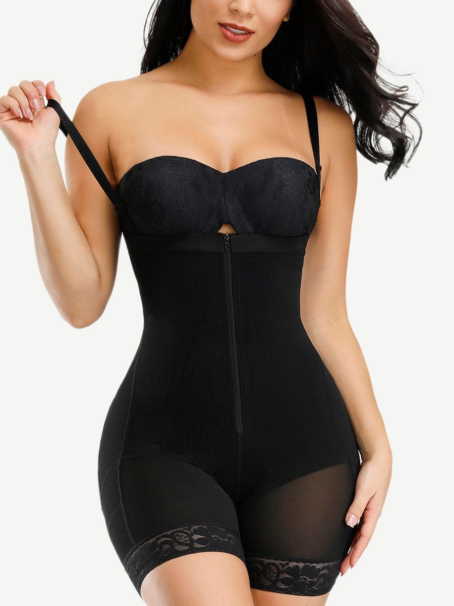 Detachable Straps Post Surgery Full Body Shaper Zipper Abdominal Control