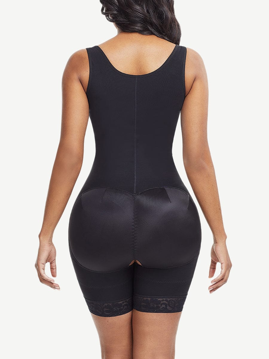 Post Surgery Compression Tummy Control Full Body Shaper With Hook-and-Eye Zipper Closure