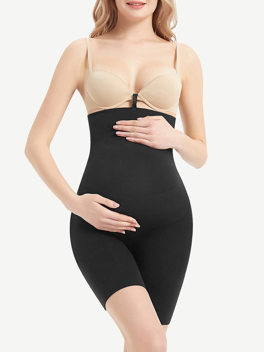 Amazing Black Seamless Solid Color Maternity Panty Soft-Touch
