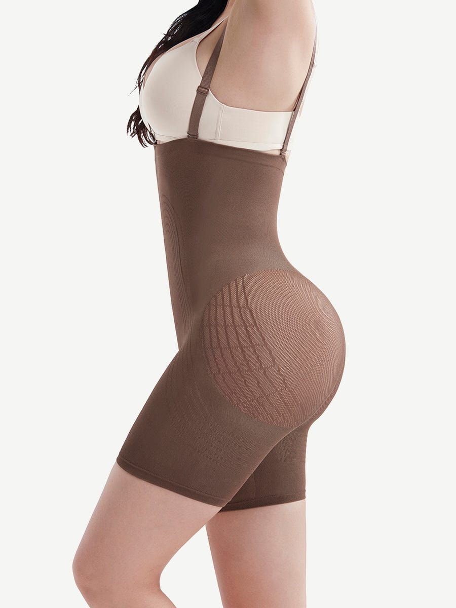 Strengthen Black High Waisted Shapewear With Bra Clips Tight Fit