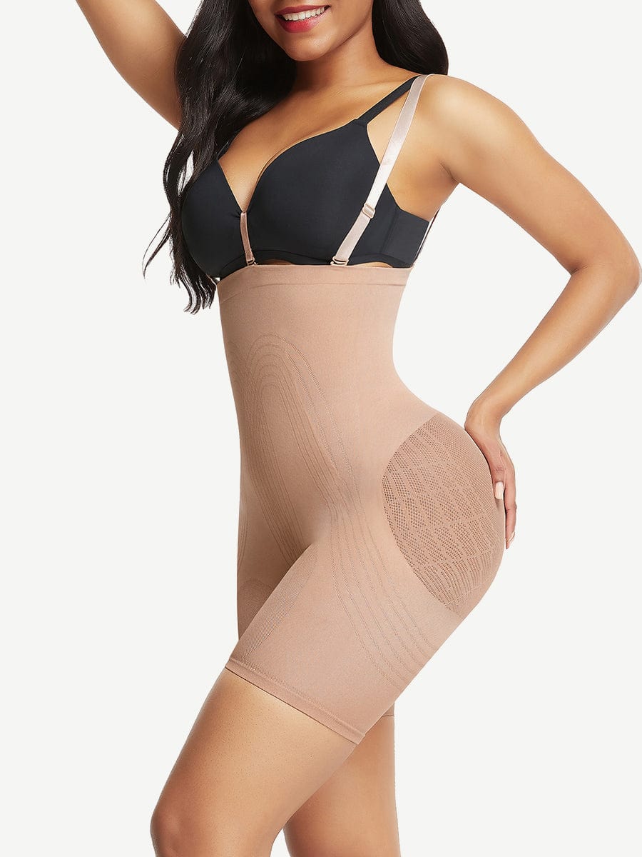 Strengthen Black High Waisted Shapewear With Bra Clips Tight Fit