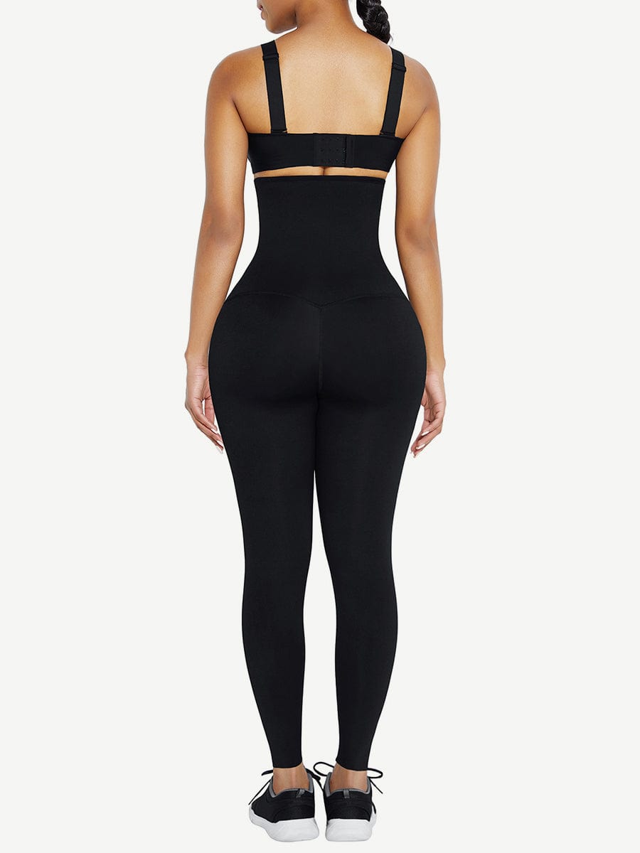 Black Waist Trainer 2-In-1 Leggings With Zipping Hourglass Figure