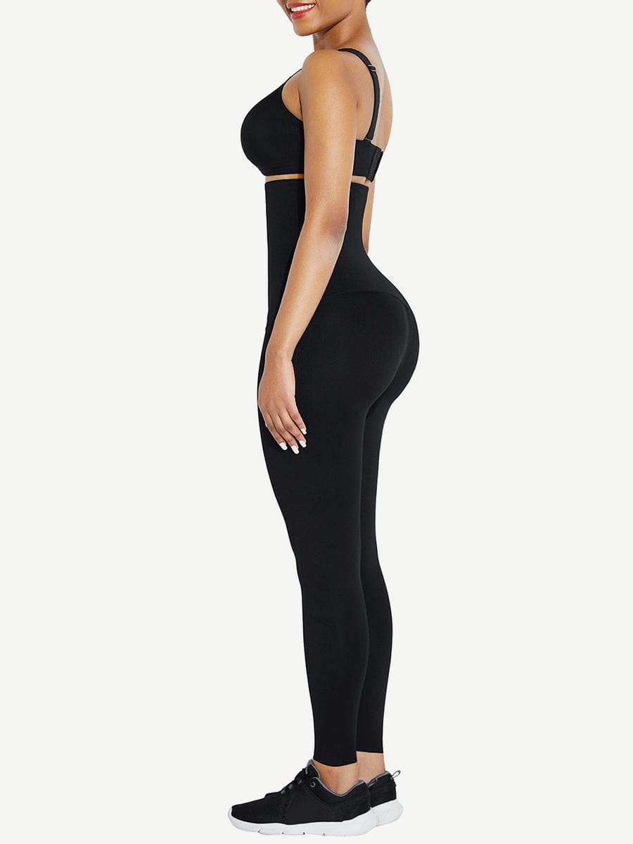 Black Waist Trainer 2-In-1 Leggings With Zipping Hourglass Figure