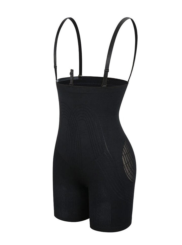 Strengthen Black High Waisted Shapewear With Bra Clips Tight Fit