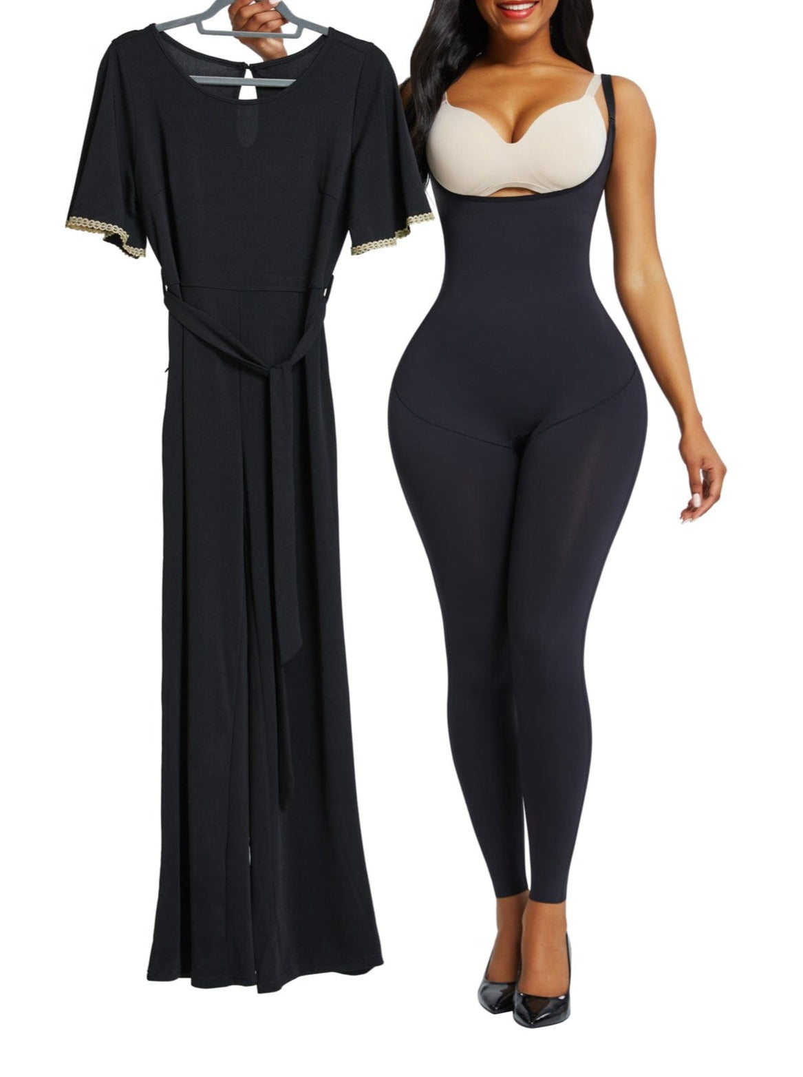 Free Cut Design Full Body Shaper Open Bust Adjustable Straps Hourglass Figure