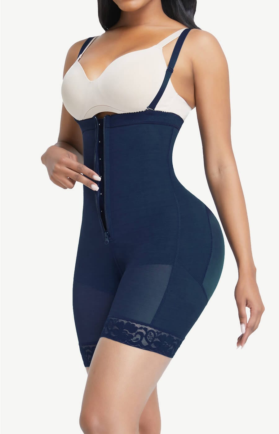 Detachable Straps Post Surgery Full Body Shaper Zipper Abdominal Control