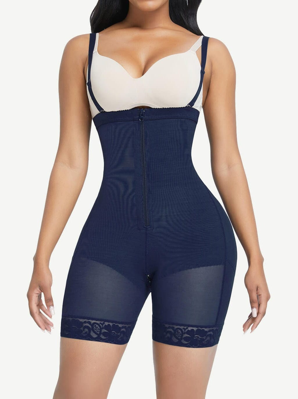 Detachable Straps Post Surgery Full Body Shaper Zipper Abdominal Control