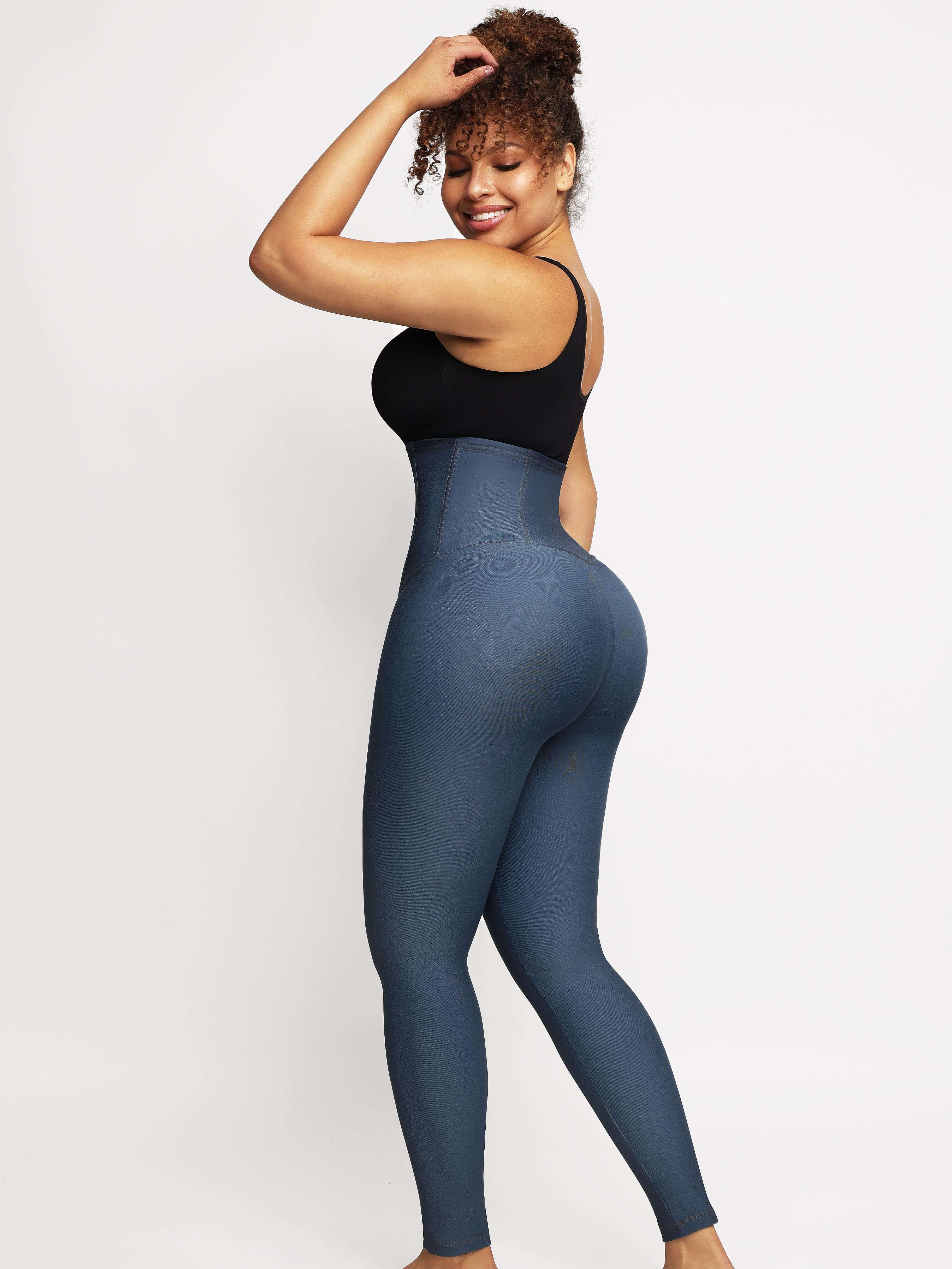 High Waisted Three Breasted Belted Tummy Control Denim Trousers